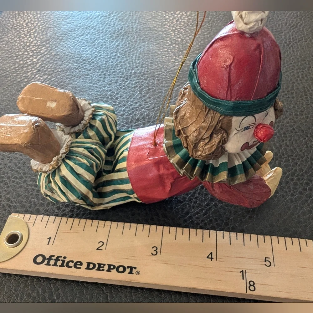 Vintage Kurt Alder Paper Mache Circus Clown Ornament Lot Of 2 Hand Painted